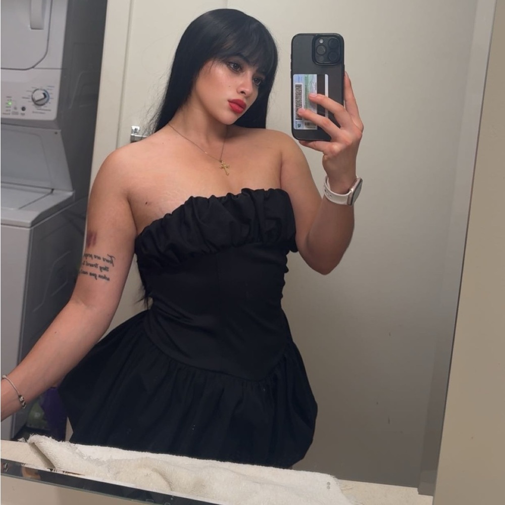 SHEIN Black Strapless Mini Dress